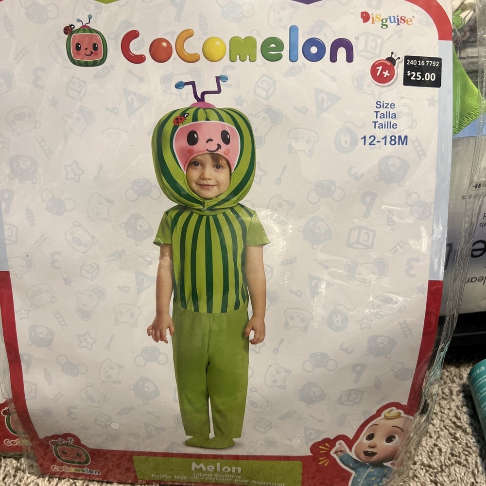 Cocomelon Baby Melon Halloween Costume Jumpsuit & Headpiece 12-18 Months - Picture 3 of 5
